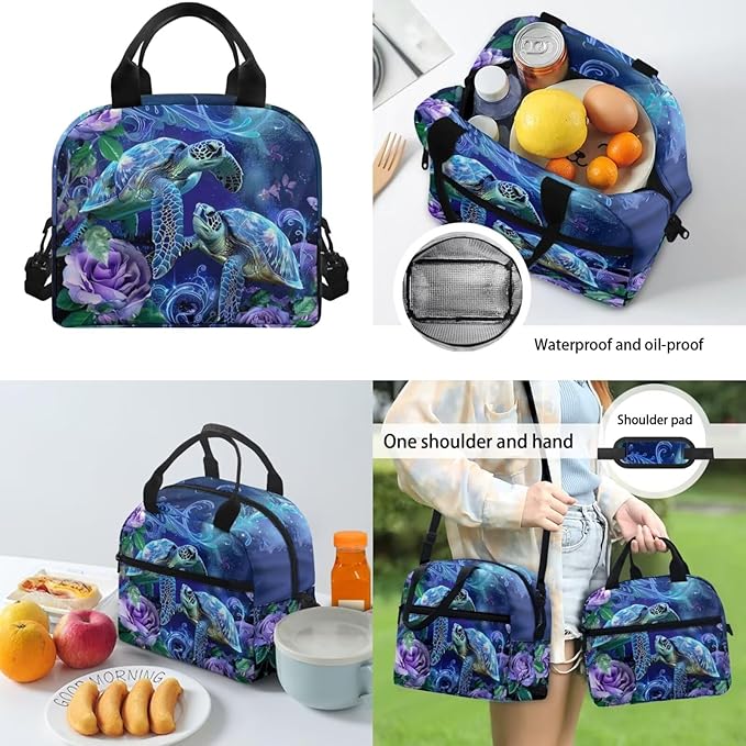 Kids School Backpack Set for Girls 4-7 10-12 Kids School Bag Sea Turtle Bookbag Teen Schoolbag with Matching Lunch Bag Pencil Pouch Water Bottle Sleeve Elementary Preschool Kindergarten
