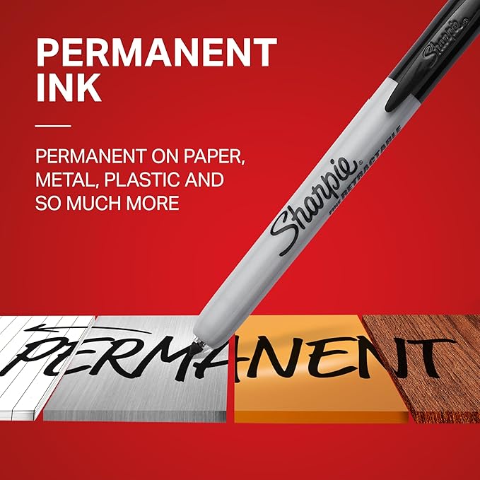 Sharpie Retractable Fine Tip Permanent Markers, Assorted Colors, 12 Count