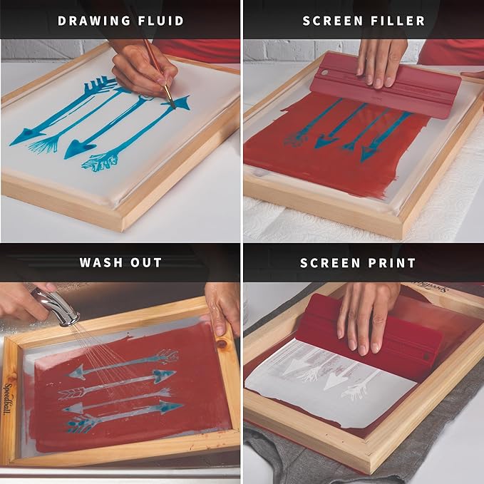 Speedball Introductory Screen Printing Starter Kit, Beginner Set with Frame, Inks, Tools & Guide - for Fabric and Paper