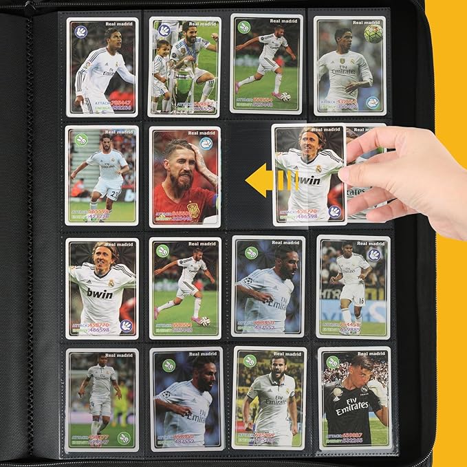 Trading Card Binder 16 Pocket, GERMUN PU Cover Card Binder for 1000+ Cards, Premium Trading Card Holder Folders, Double Sided Pocket Card Album for MTG, TCG (Lake Blue)