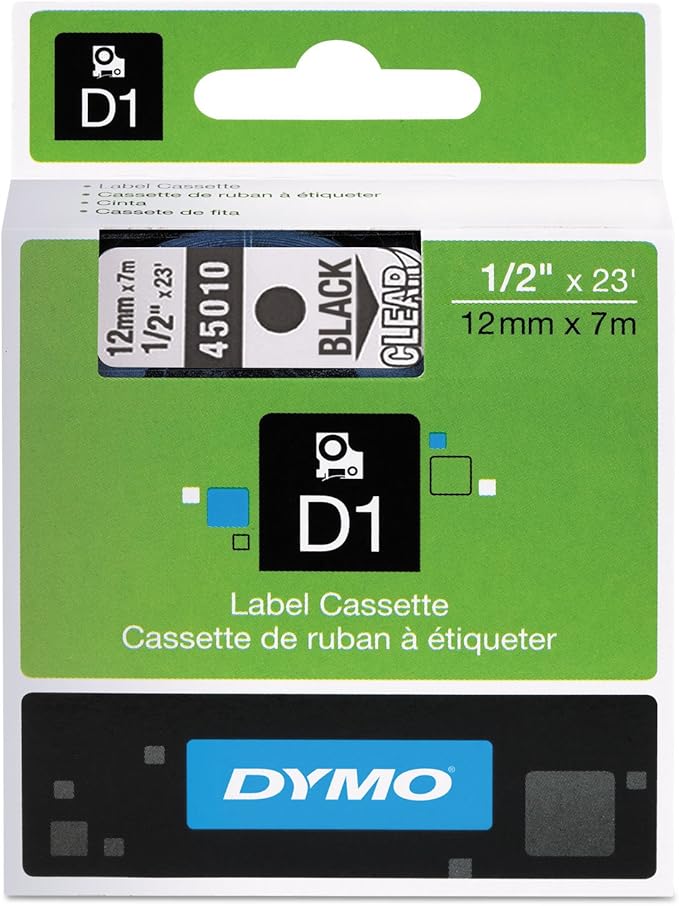 D1 Standard Tape Cartridge for Label Makers, 0.5" x 23'