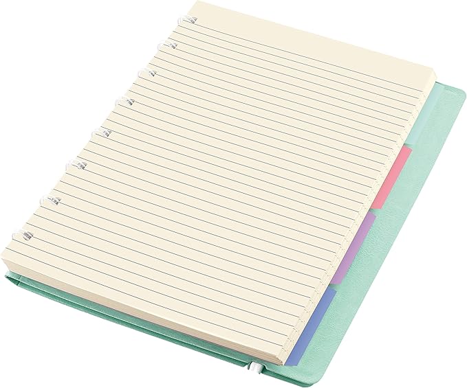 FILOFAX Refillable Pastel Notebook, A5 (8.25" x 5") Duck Egg - 112 Cream moveable pages - Index, pocket and page marker (B115052U)