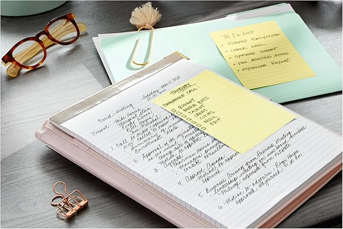 Post-it Super Sticky 100% Recycled Notes, 4 Sticky Note Pads, 4 x 6 in., 2X The Sticking Power, New Year Organization or Second Semester School Supplies, Canary Yellow