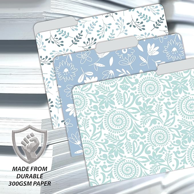 Better Office Products Decorative File Folders, 18 Pack, 9 Floral & Paisley Designs + 9 Matching Solid Colors, Heavyweight, Letter Size (9.5" x 11.5") with 1/3 Cut Tab, Laminated, Fashion Folders