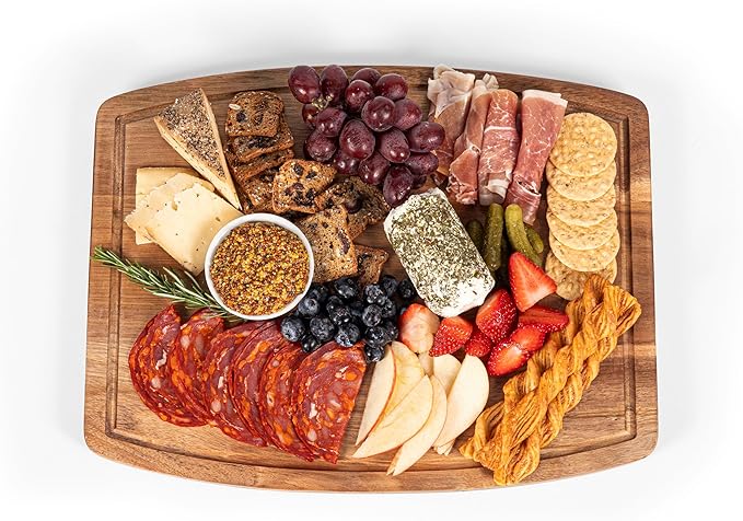 PICNIC TIME Disney Haunted Mansion Dearly Departed Ovale Acacia Cutting Board Serving Board Charcuterie Cheese Board with Juice Groove Spooky Kitchen Decor Gift, (Acacia Wood)