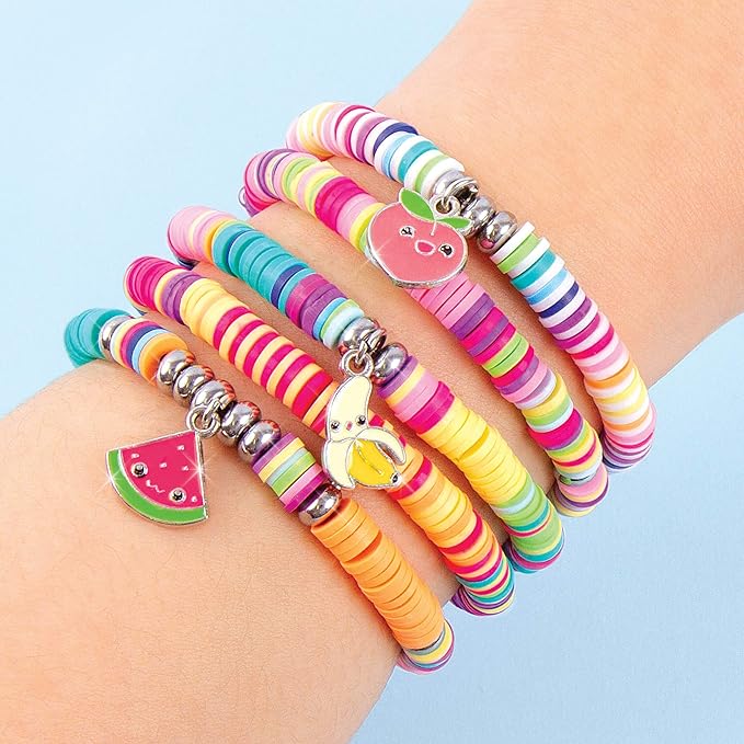 Make It Real Heishi Bead Kit - Vibrant Colors - Creative Beading Set for Kids Compatible with Bracelet Maker - Organize with Storage Case