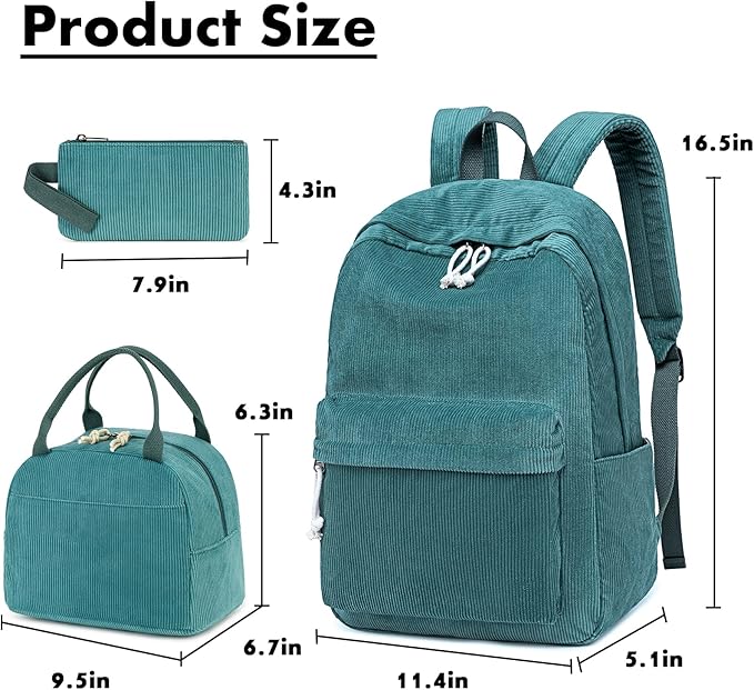 Bluboon School Backpack Set Girls Womens Laptop Bookbag Casual Daypack Fits 15 inch Laptop with Lunch Tote Bag and Pencil Bag