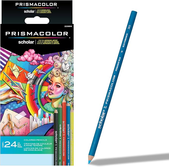 Prismacolor Scholar Colored Pencils, Art Supplies Perfect for Sketching, Drawing, Coloring, Assorted, 24 Count