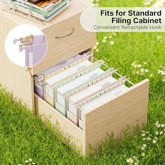 XINGIA Wheat Straw Hanging File Folders Letter Size Extra Capacity,Heavy Duty 2'' Expandable File Cabinet Folders,12 Pack Pastel File Folders Hanging with Tabs,Hanging File Organizer for Office School