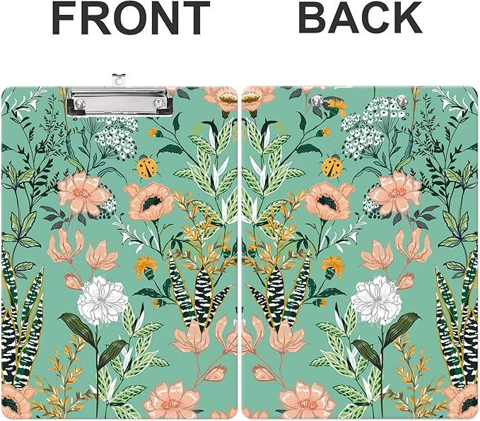 Fashion Clipboard, A4 Letter Size Wooden Decorative Clipboards for Teacher, Nurse, Doctor,Student and Kids, Cute Design for Standard Size 12.2" x 8.9" (C-Beautiful Flower)