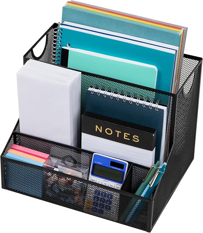 Mind Reader Desktop Organizer, Vertical File Storage, Letter Size, Office, Metal Mesh, 12.15"L x 9.5"W x 9.5"H, Black