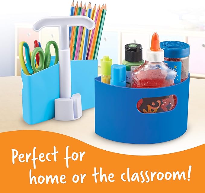 Learning Resources Create-a-Space Storage Mini Center Blue - Desk Organizer for Kids, Homeschool, Caddy, Back to School, Classroom Must Haves