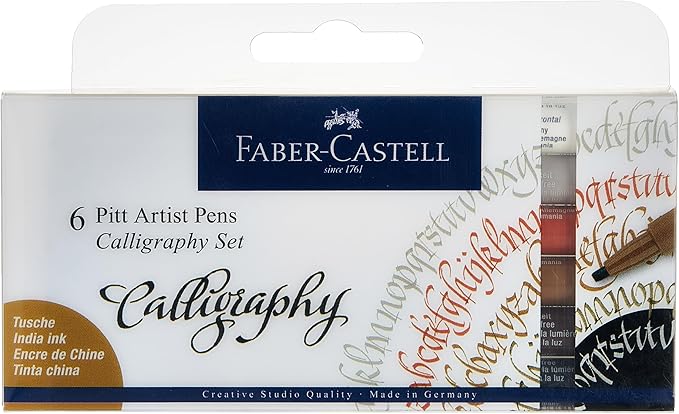 Faber-Castell 167506 Pitt Artist Pen Calligraphy Set of 6 2.5 mm Multicoloured