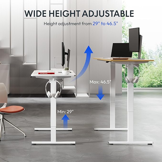 FLEXISPOT 40x24 Inch Electric Height Adjustable Standing Desk for Home & Office, Splice Board Desk for Computer Workstation, Study, or Creative Setup, Maple