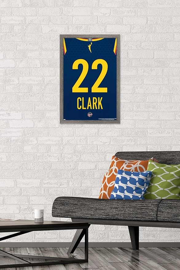 WNBA Indiana Fever - Caitlin Clark Jersey Wall Poster, 22.4L" x 14.7W", Barnwood Framed Version