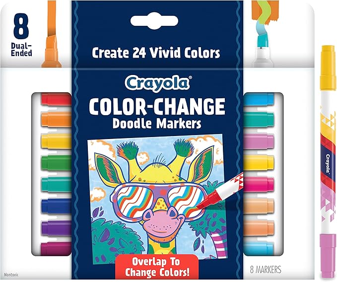Crayola Color Changing Markers (8ct), No Bleed Markers for Adult Coloring, Dual Sided Marker Set, Cool Art Supplies, Gift for Teens