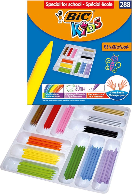 Bic Kids Plastidecor Colouring Crayons - Assorted Colours, Classpack of 288
