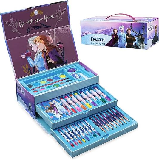 Disney Colored Pencils Art Supplies Kids Set Coloring Stationery Girls Drawing Pencils Supplies Travel Case with Crayons Arts and Crafts for Kids 4-12 (Multicolor Frozen)