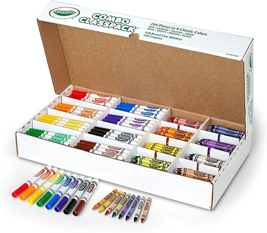 Crayola Crayons and Washable Markers Classpack (256ct), Bulk Markers for Kids, Teacher Art Supplies for Preschool & Kindergarten Classrooms