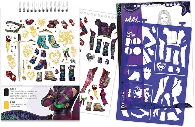 Disney Descendants 3 Fashion Design Sketchbook for Girls - Create Outfits with Evie & More, Includes Stencils, Stickers, Design Guide - Gift for Kids Ages 6+, Develops Real-World Skills Make it Real