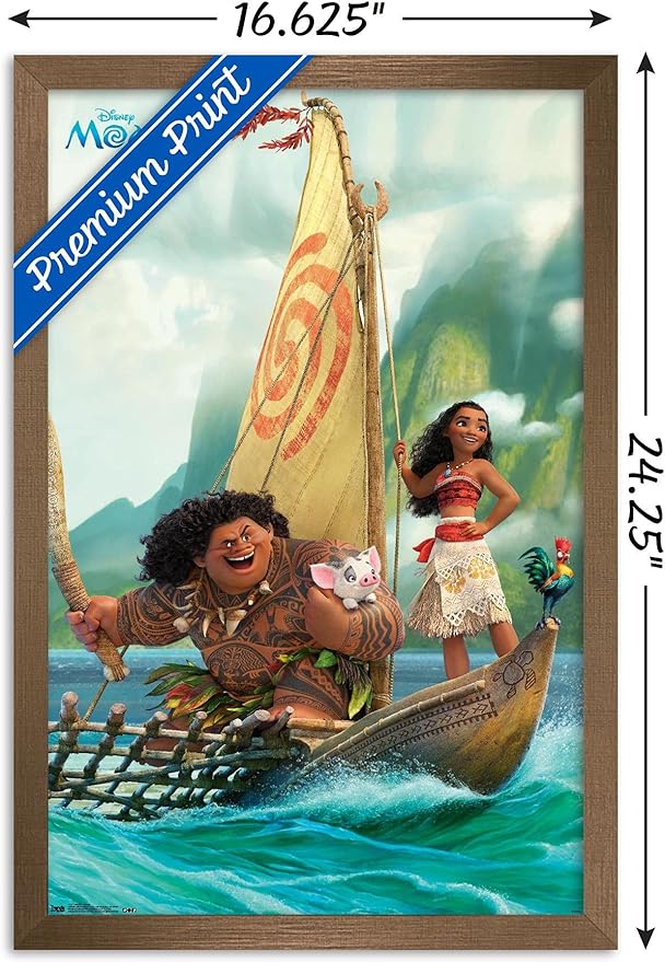 Disney Moana - Group Wall Poster, 22.4L" x 14.7W", Bronze Framed Version