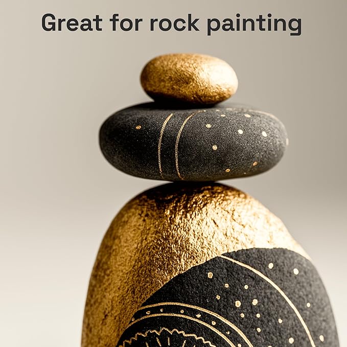 ARTISTRO 2 Gold Acrylic Paint Markers - Brush Tip Paint Pens with Automatic Ink Control System for Rock, Egg, Wood, Fabric, Glass - Perfect for Crafting, Art Projects, & More