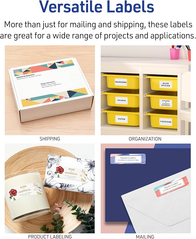 Avery Full-Sheet Printable Shipping Labels, 8.5" x 11" Customizable Stickers, White, 100 Blank Mailing Labels, Great for Mailing, Shipping, Organizing, and More (5165)