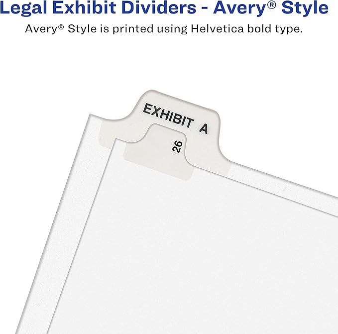 Avery Legal Dividers, Standard Collated Sets, 101-125 Tab Set (01334), White (Pack of 2)
