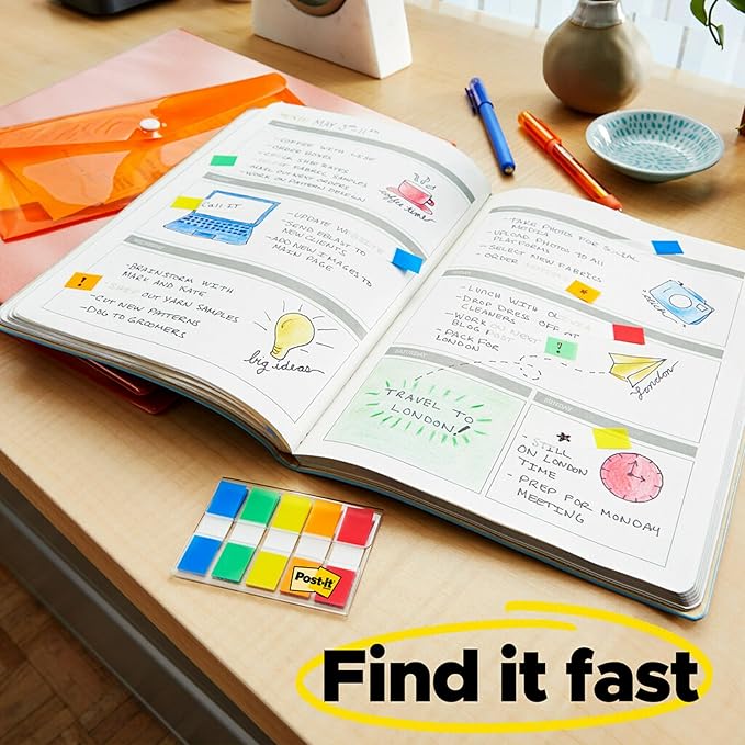 Post-it Flags Value Pack, 50/Dispenser, 4 Dispensers/Pack, 1 in Wide, Assorted Bright Colors, Includes Free Flags + Highlighter (680-PPBGVA) (Pack of 12)