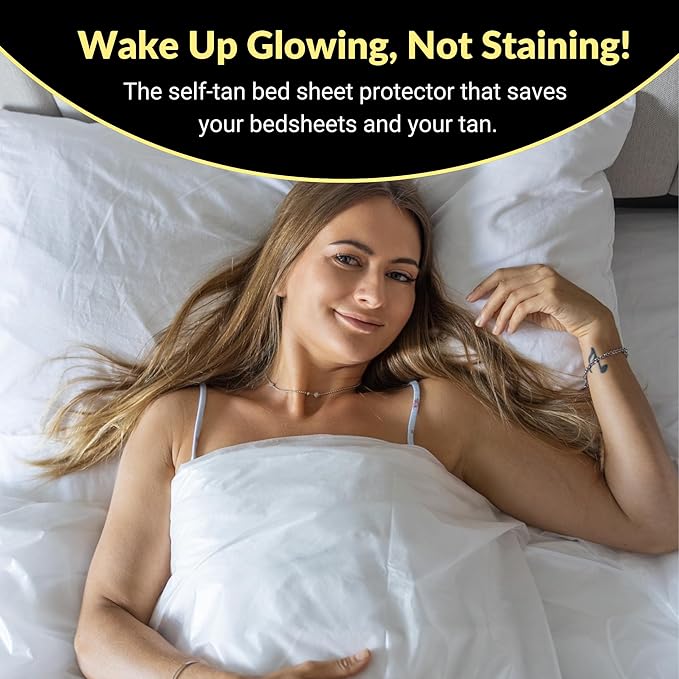 Self Tan Sleep Sack Set – Disposable Tanning Sheet Protector for Bed – Breathable, Hygienic Self Tan Sleeping Sack – Protects Sheets from Tanning Lotion Stains – Bed Protector 4-Pack