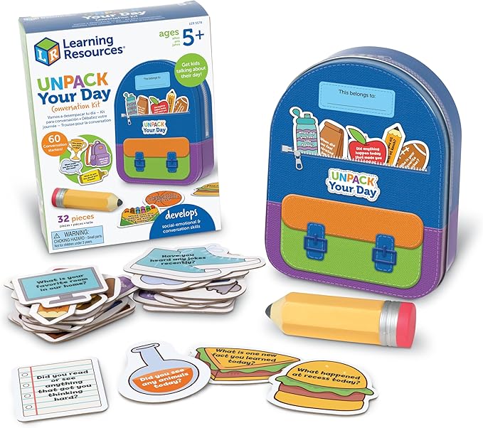 Learning Resources Unpack Your Day Conversation Kit - 32 Pieces, Ages 5+, SEL Toys, Classroom Must Haves, Teacher Supplies, Gifts For Boys And Girls, Speech Materials, Ice Breaker