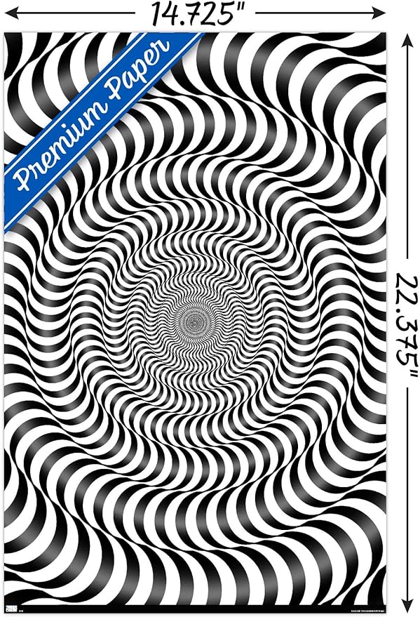 Trends International Zebra Stripe Optical Illusion Wall Poster, 14.725" x 22.375", Premium Poster & Mount Bundle