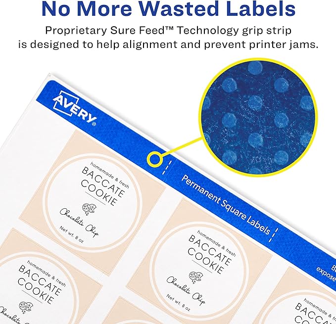 Avery Printable Blank Square Labels, 1.5" x 1.5", Matte White, 600 Customizable Labels (22805)