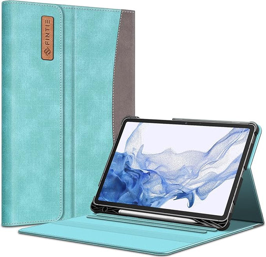 Fintie Case for Samsung Galaxy Tab S8/Tab S7 11 Inch (Model SM-X700/X706/T870/T875/T878) with Built-in S Pen Holder, Multiple Angle Portfolio Business Cover with Pocket Auto Sleep/Wake, Turquoise