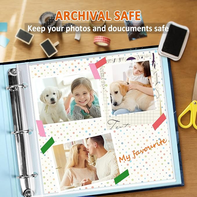 12x12 Scrapbook Page Protectors, 50 Pack, Heavyweight, Fit Scrapbook Binder and 12x12 Photo Album Refill Pages