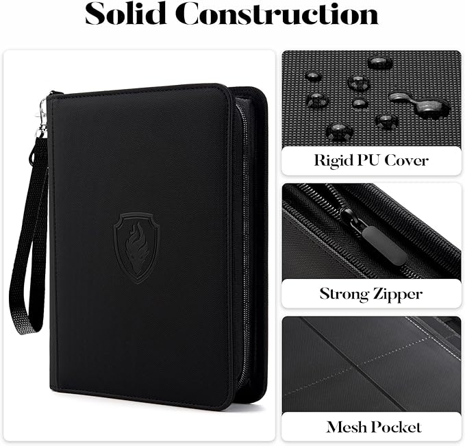 Premium 4 Pocket Zip Card Binder, Trading Card Binder for 320 Cards, Portable PU Card Collection Binder, Collector Card Album Folder for Game & Sports Cards (Turquoise)