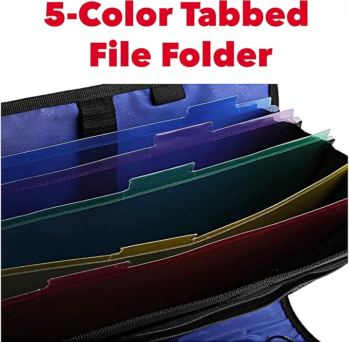 Case-it The Open Tab Binder - 2 Inch O-Rings - 5 Color Tab Expanding File Folder - Multiple Pockets - 400 Sheet Capacity - Pink S-826-A