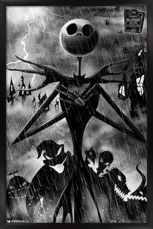 Trends International Disney Tim Burton's The Nightmare Before Christmas - Shadows Wall Poster, 22.4L x 14.7W, Black Framed Version