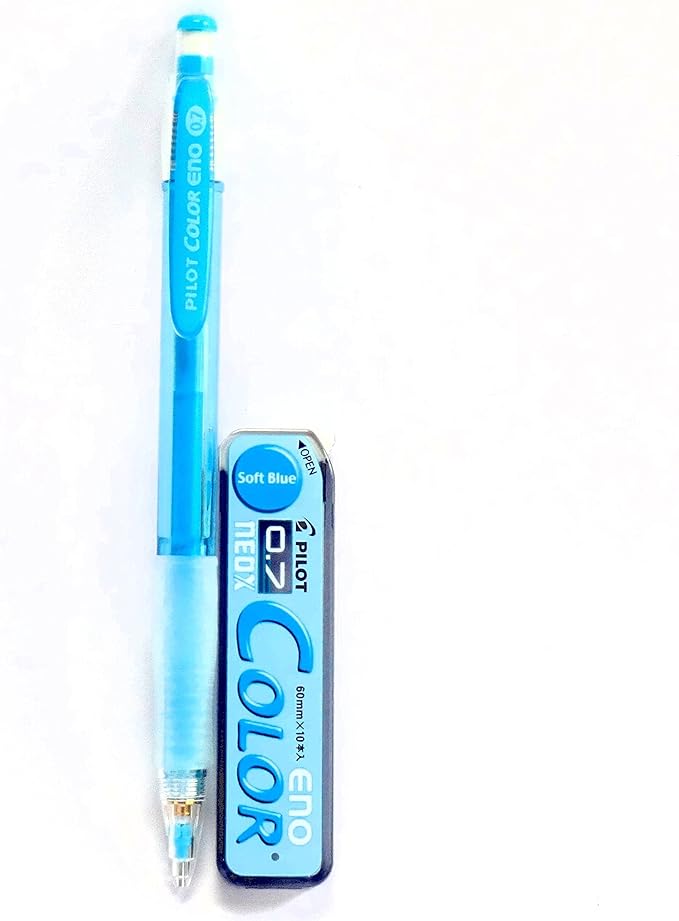 Pilot Color Eno Soft Blue Set, 0.7mm Mechanical Pencil + Mechanical Pencil Lead 0.7mm, Soft Blue, 10 Leads(Japan Import)