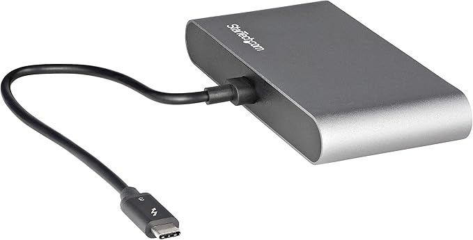 StarTech.com Dual-Monitor Thunderbolt Mini Dock, 4K 60Hz HDMI, Driverless Hub for Windows and Mac, Gigabit Ethernet, 1 x USB 5Gbps, 1x USB 2.0, 11in (28cm) Cable