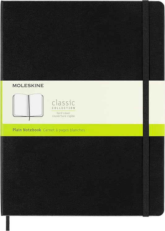 Moleskine Classic Notebook, Extra Large, Plain, Black, Hard Cover (7.5 x 10)