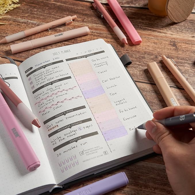 BLIEVE - Aesthetic Highlighters and Gel Pens With Soft Ink and Chisel Tip, Bible Highlighters and Pens No Bleed, Dry Fast Easy to Hold, for Bible Journaling Planner School Supplies (MORANDI)