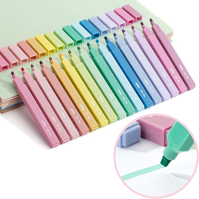 Mr. Pen- Aesthetic Highlighters, 16 pcs, Chisel Tip, Assorted Colors, No Bleed Bible Highlighter Pastel (Pack of 2)