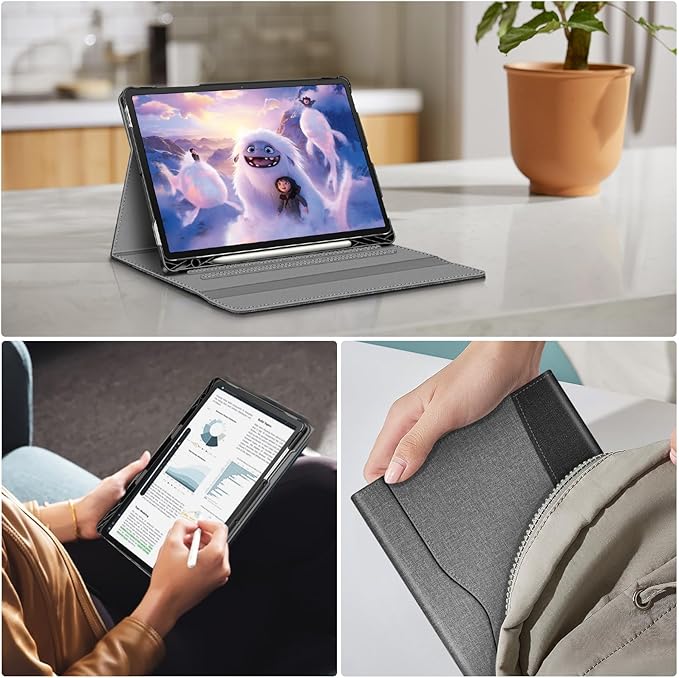 Fintie Case for Samsung Galaxy Tab S10 Lite/ S10 FE/ S9 FE 5G 10.9 Inch/Tab S9 11 Inch with Built-in S Pen Holder, Multiple Angle Portfolio Business Cover with Pocket Auto Sleep/Wake, Gray