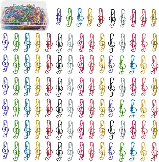 Large Paper Clips, 1.6 Inch, 40mm, 100 Pcs, Multicolored Note Shapes, Smooth & Durable, Suitable for Office School and Personal Use, Plastic Box Packaging