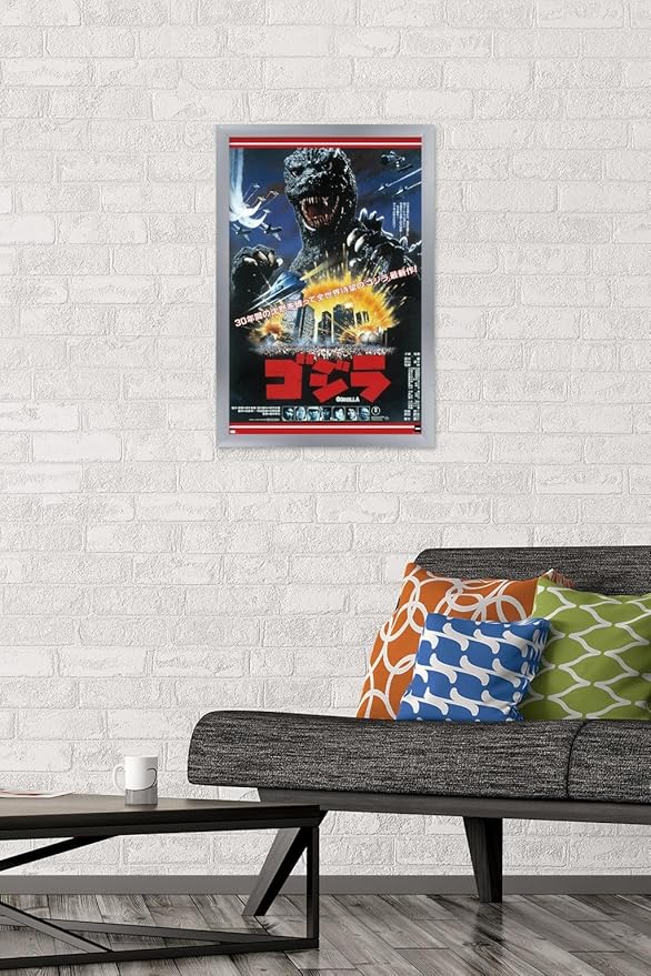 Trends International Godzilla - The Return Of Godzilla One Sheet Wall Poster, 22.4L x 14.7W, Silver Framed Version