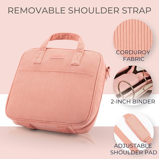 Sturdy 3-Ring Zipper Binder with Shoulder Strap for School – Beautiful 2-Inch Zip-Up Binder with Extra Pockets Holds 500 Sheets, Books & Laptop – Easy-to-Carry Trapper Keeper Made of Premium Fabric