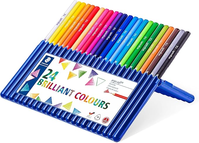 Staedtler Ergosoft Colored Pencils, Set of 24 Colors in Stand-up Easel Case (157SB24)