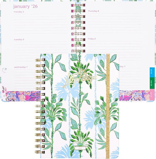 Lilly Pulitzer Large Monthly Planner January 2026 - December 2026, Monthly Agenda & Calendar, Stickers, Pockets, & Spiral Binding (Swayin in the Breeze)