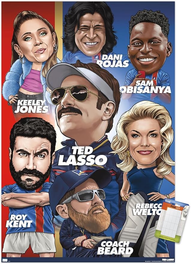 Ted Lasso - Character Grid Wall Poster, 34L" x 22.4W", Premium Poster & Mount Bundle